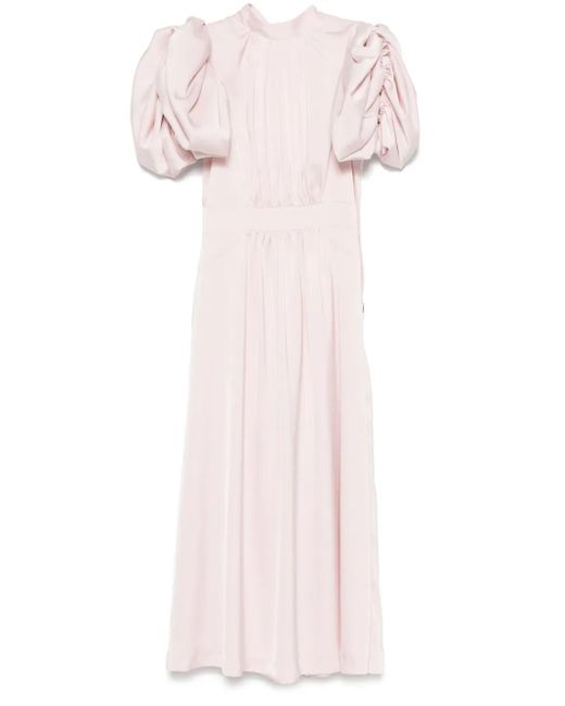 Vestido midi de satén con manga farol ROTATE BIRGER CHRISTENSEN de color Pink