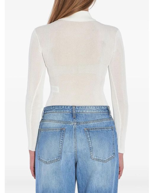 Self-Portrait Blue Elastic Body Button Front Shirt
