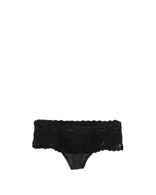 Frankie's Bikinis Black Shelly Crochet-Knit Bikini Bottoms