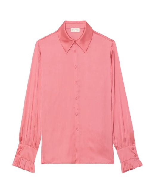 Zadig & Voltaire Pink Thely Satin-Finish Blouse