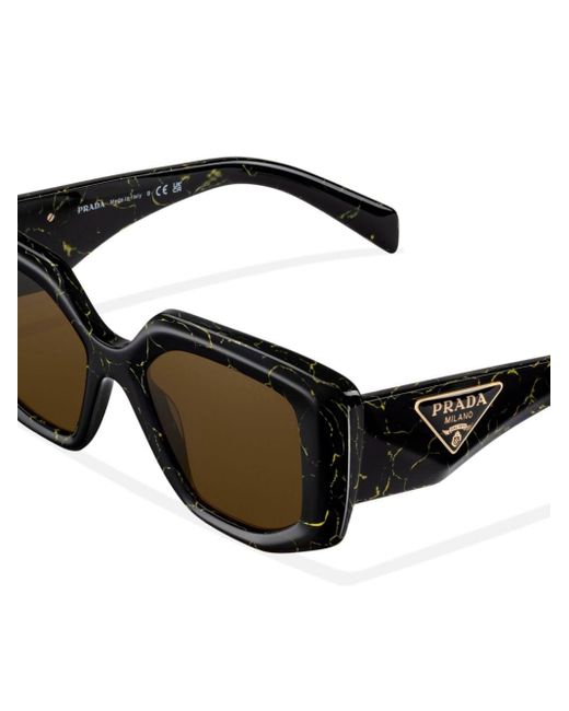 Prada Brown Triangle Logo Square-frame Sunglasses
