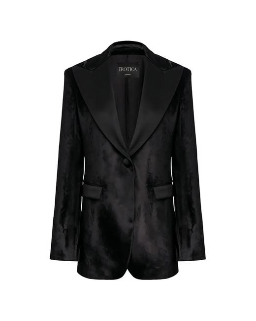 Dondup Black Blazer Boutonné À Effet Velours