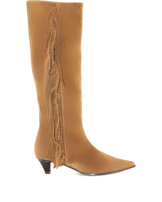 Roberto Festa Brown 40Mm Fringe Detail Pointed-Toe Boots