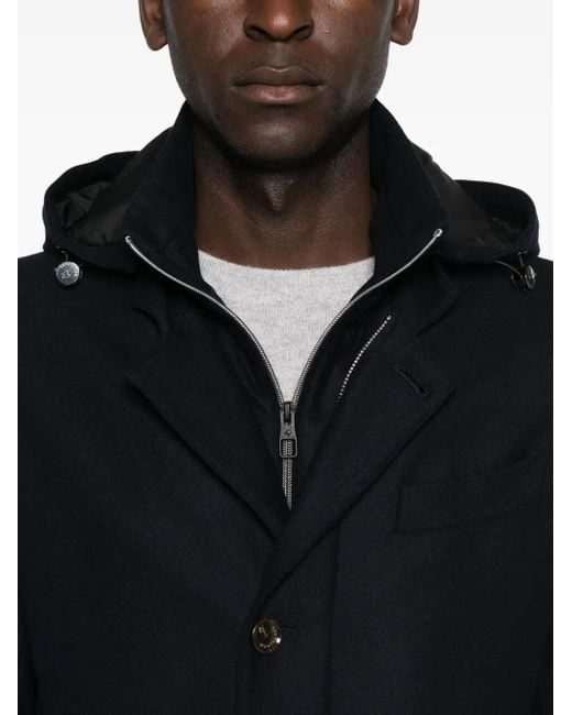 Montecore Blue Hooded Buttoned Coat for men