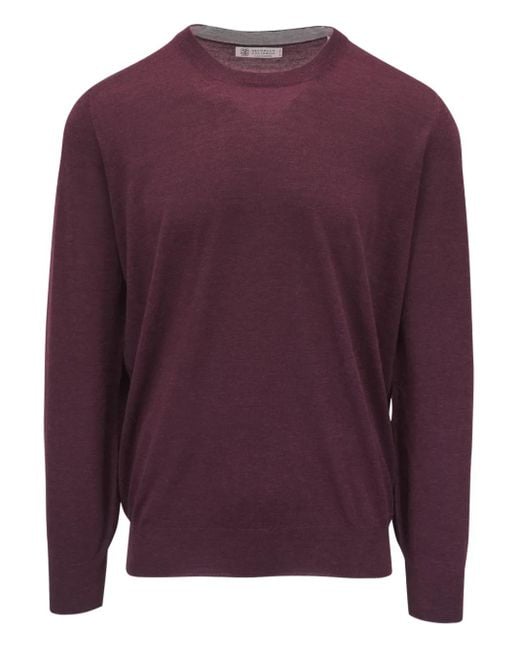 Brunello Cucinelli Sweater Met Ronde Hals in het Purple voor heren