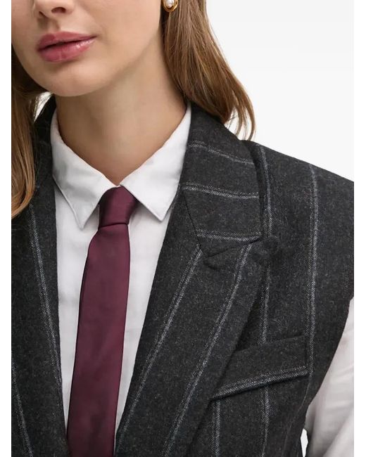 La Petite Francaise Black Valide Pinstripe Sleeveless Waistcoat