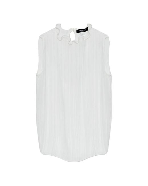 Fabiana Filippi White Ruffled-Collar Pleated Blouse