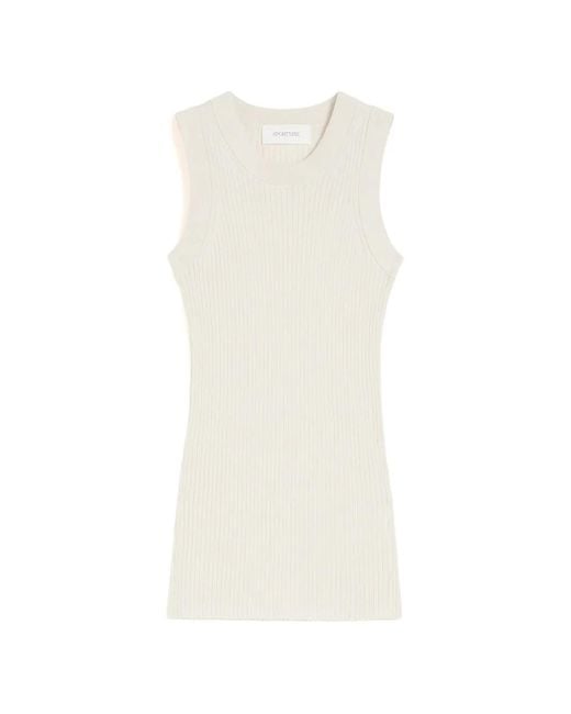 Sportmax White Ribbed Tank Top