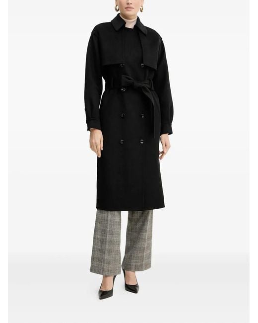 Silvian Heach Black Button Belted Coat