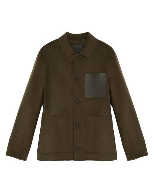 Yves Salomon Green Chest-Pocket Shirt Jacket for men