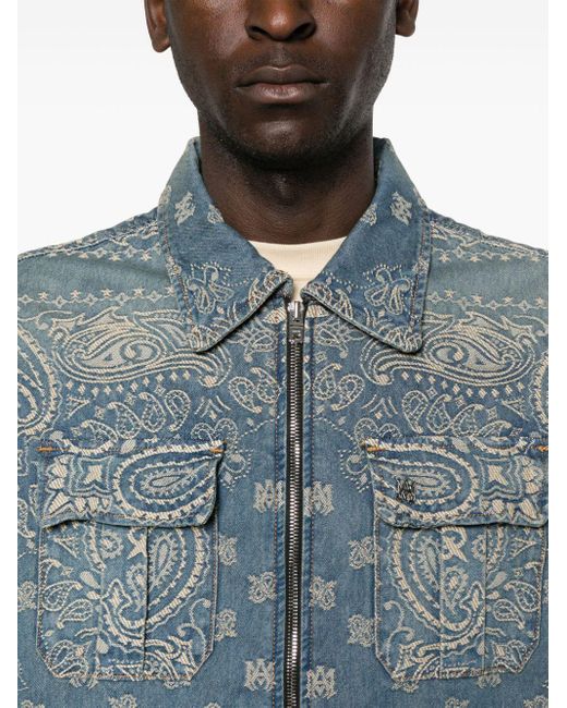Amiri Blue Embroidered Denim Jacket for men