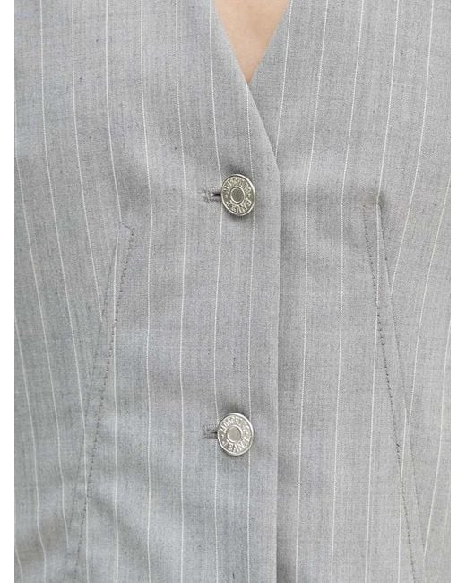 Moschino Gray Pinstripe-Pattern Button-Fastening Waistcoat