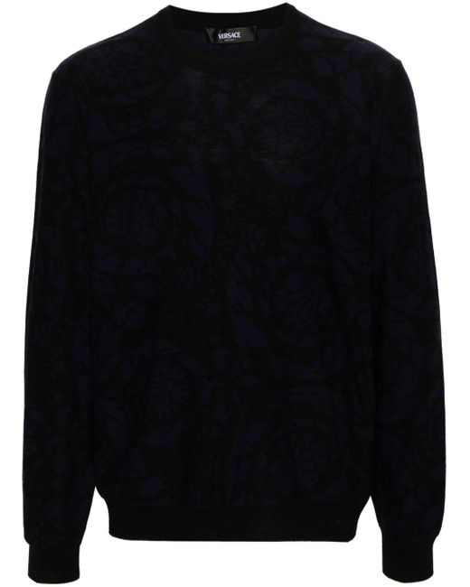 Maglione effetto jacquard di Versace in Black da Uomo