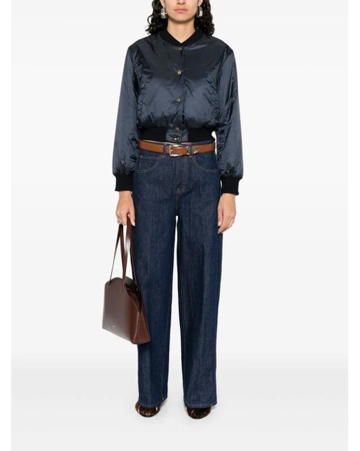 Max Mara Blue Cropped Bomber Jacket