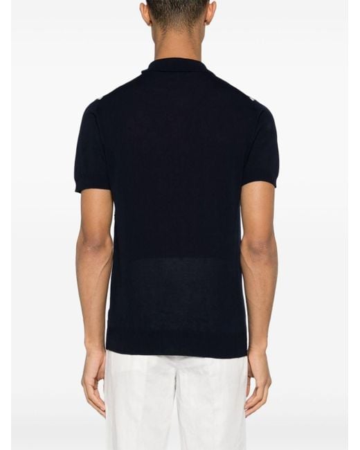Zanone Black Geometric-intarsia Polo Shirt for men