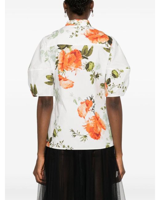 Erdem White Floral-print Cotton Shirt