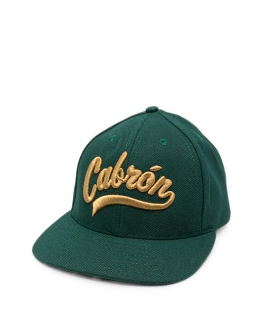 Willy Chavarria Green Embroidered Flat-Peak Cap for men