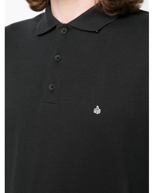 Rag & Bone Black Logo-Embroidered Cotton Polo Shirt for men