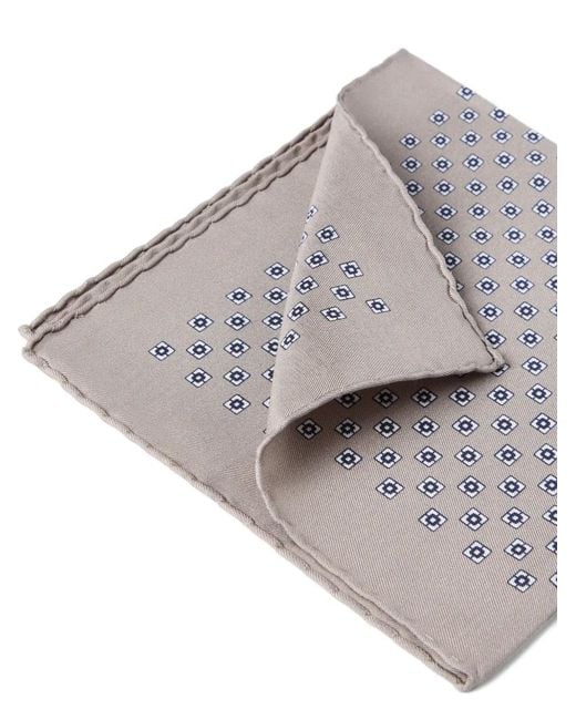 Brunello Cucinelli Gray Patterned Pocket Square for men