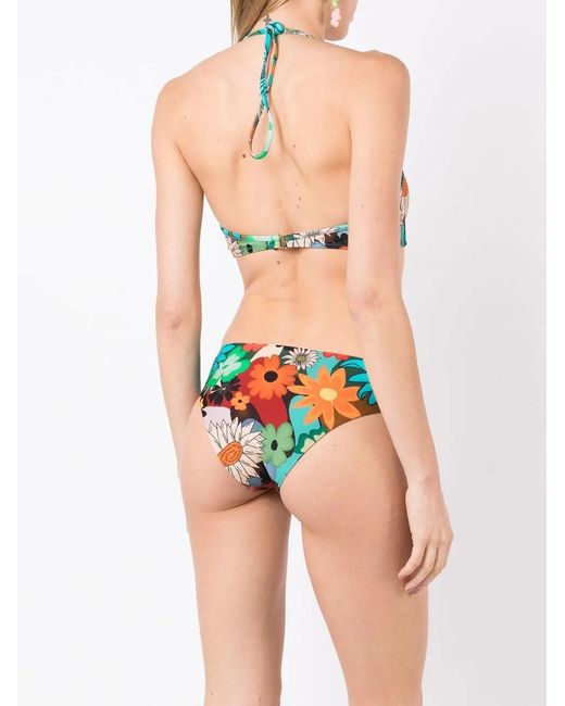 Amir Slama Black Floral-Print Halterneck Bikini