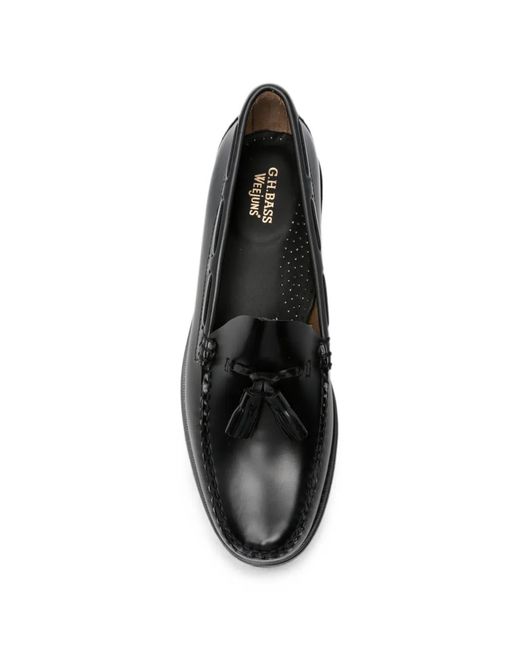 G.H.BASS Black Weejun Heritage Larkin Tassel Loafers for men