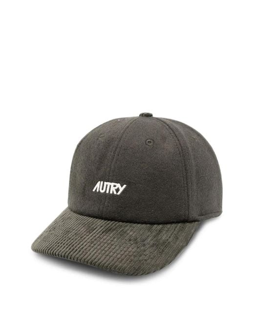 Autry Gray Logo-Embroidered Corduroy-Trimmed Baseball Cap
