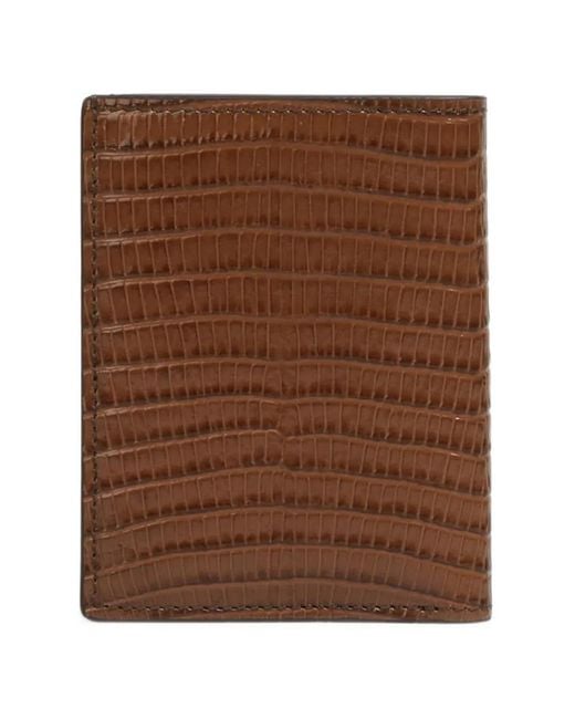 Tom Ford Brown Lizard-Effect Card Holder for men