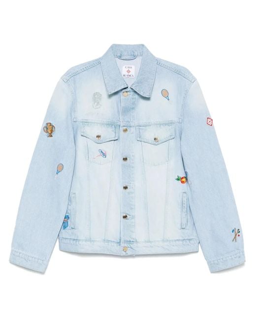Casablanca Blue Embroidered Denim Jacket for men