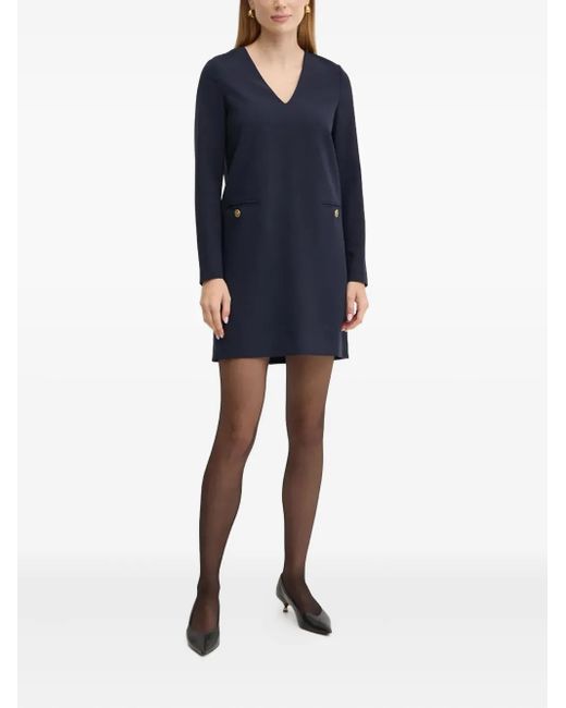 Twinset Blue Button Pockets Mini Dress