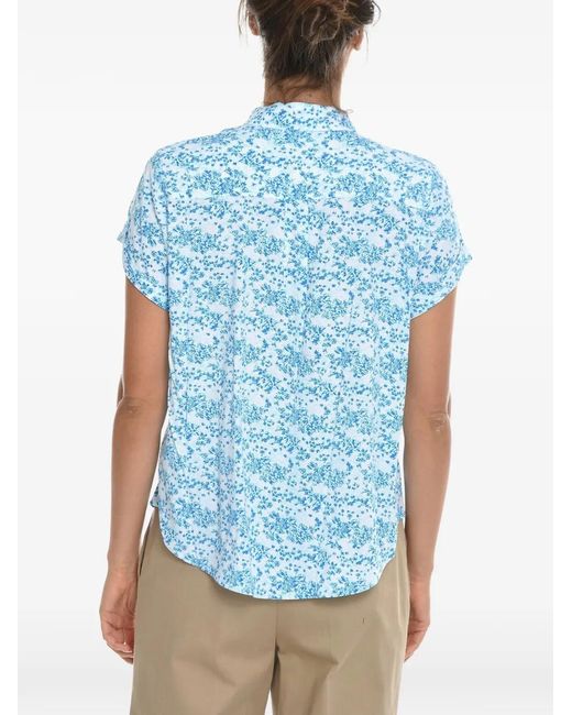 Samsøe & Samsøe Blue Majan Floral-Print Short-Sleeve Shirt