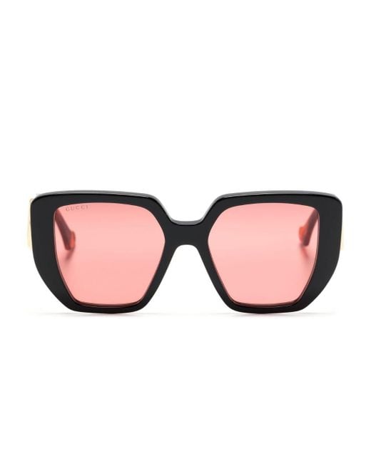 Gafas de sol oversize con placa del logo Gucci de color Pink