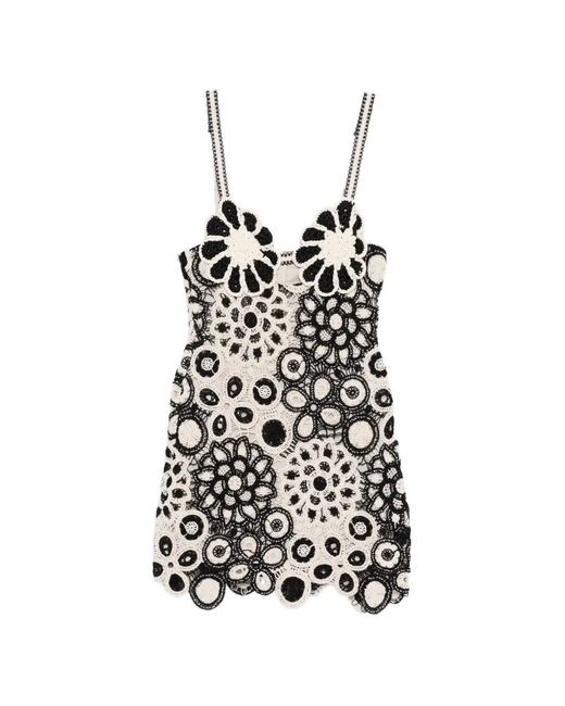 PATBO White Floral-Detail Mini Dress
