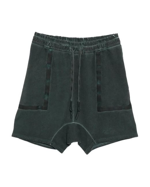 69 Green Elasticated-Waistband Drop-Crotch Shorts for men