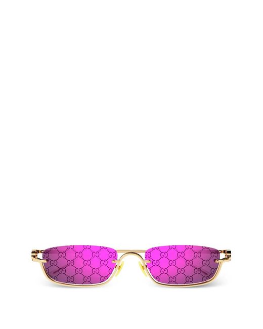 Gucci Purple Rectangular-Frame Sunglasses