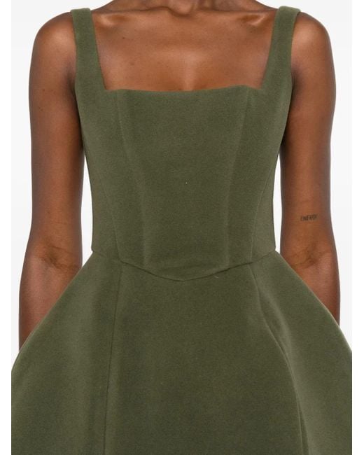 Vestiaire d'un Oiseau Libre Green Square-Neck Flared Mini Dress