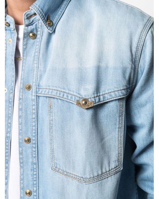 Versace Jeans Couture デニム ロングスリーブ デニムシャツ カラー ブルー メンズ Lyst