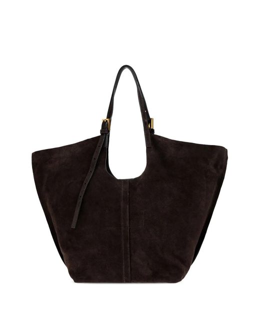 AllSaints Black Ara Suede Tote Bag
