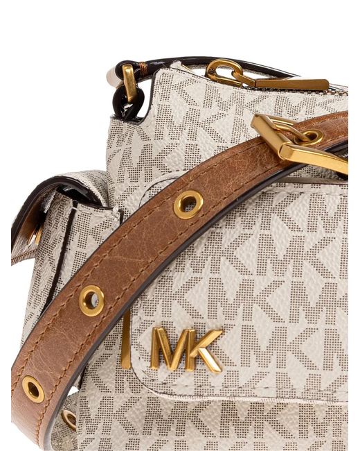 MICHAEL Michael Kors Gray Dakota Monogram-Pattern Shoulder Bag