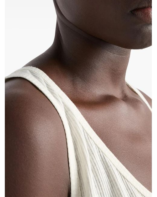 Prada White Ribbed Knit Tank Top