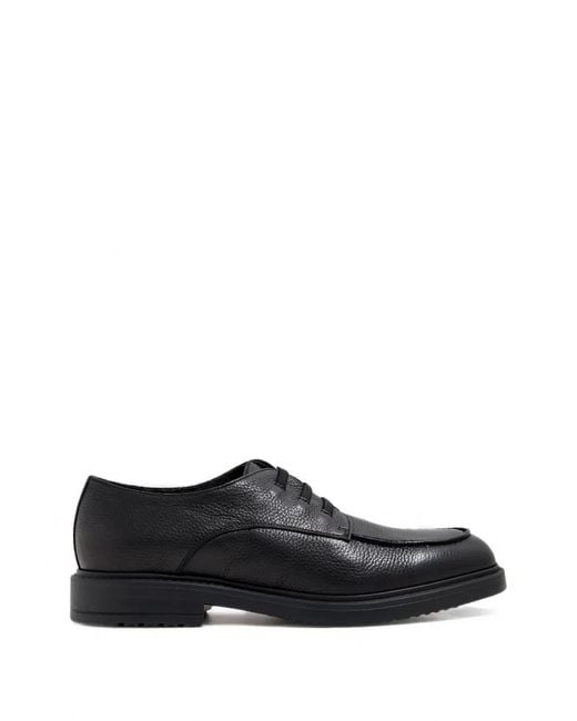 Doucal's Black Grain-Leather Lace-Up Derby Shoes for men