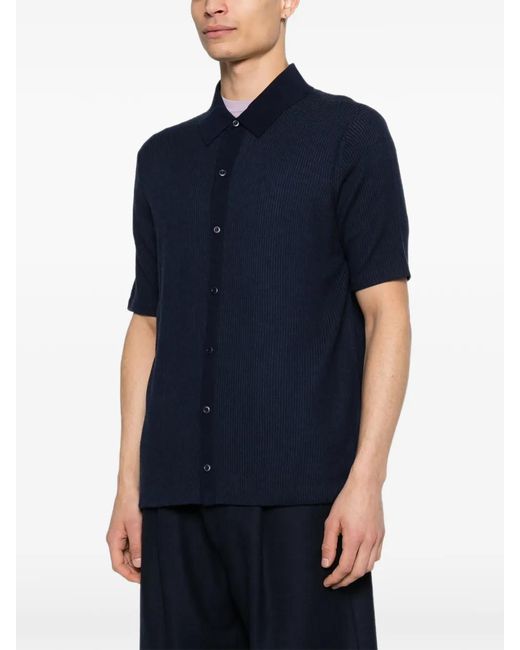 Bompard Blue Polo Boutonné À Design Côtelé for men