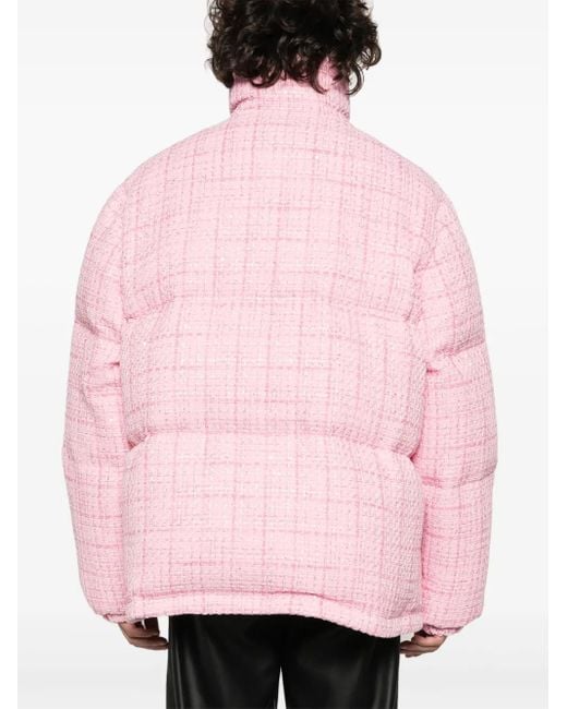 Gcds Pink Quilted Tweed Padded Jacket