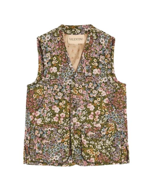Valentino Garavani Black Gobelin Waistcoat With Jacquard Après L'Hiver Pattern for men