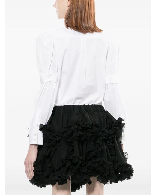 Noir Kei Ninomiya White Ruffled Puff-Sleeve Blouse