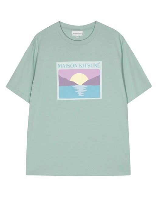 Maison Kitsuné Green Sunset Postcard Comfort Tee-Shirt for men