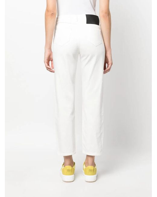 Karl Lagerfeld White High-Waisted Straight-Leg Jeans