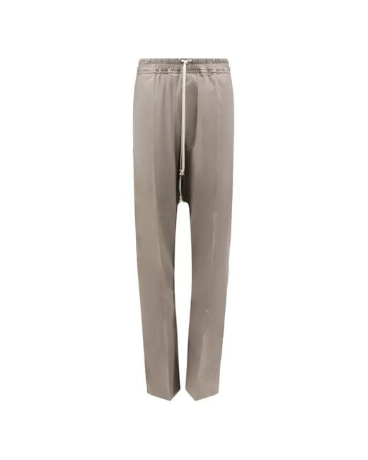 Rick Owens Gray Drawstring-Waist Cotton Trousers for men