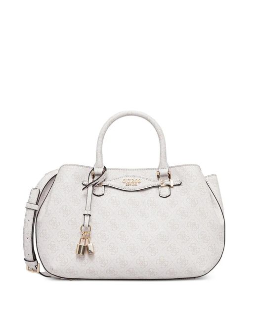 Bolso shopper con monograma Guess de color White
