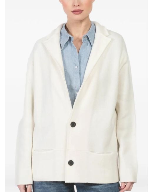 Oyuna White Button-Up Welt-Pocket Jacket