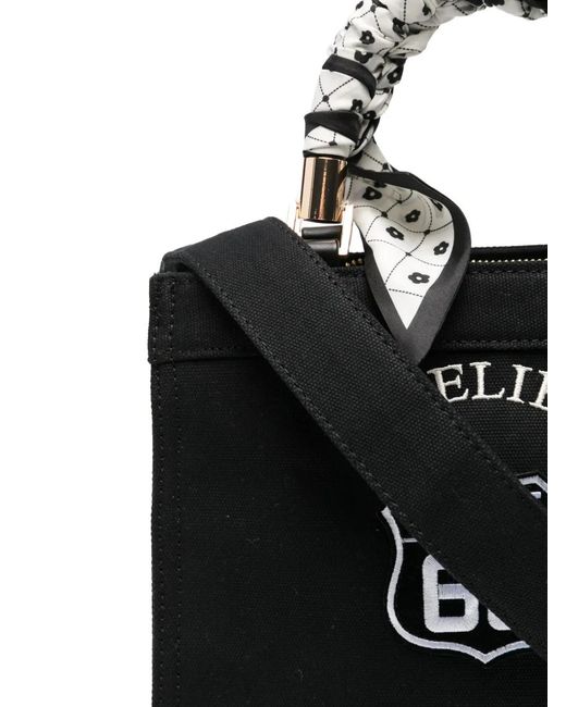 Secret Pon-pon Black Small Saint Tropez Scarf-Wrapped Tote Bag